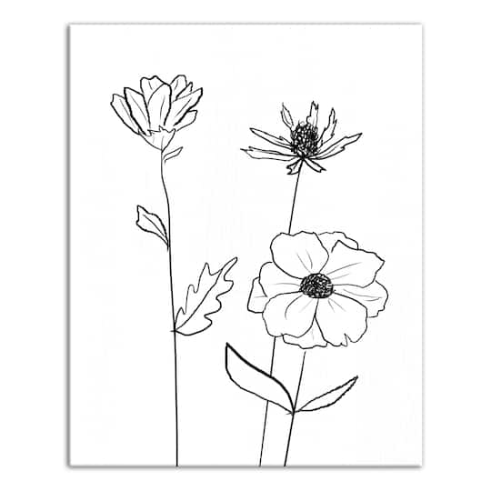 Simple Floral Drawing Canvas Wall Art